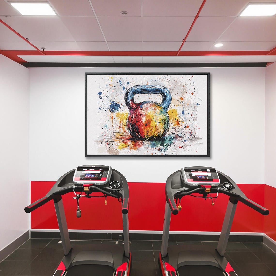 Single Colorful Kettlebell Watercolor Splash Gym Decor Poster - Image 5