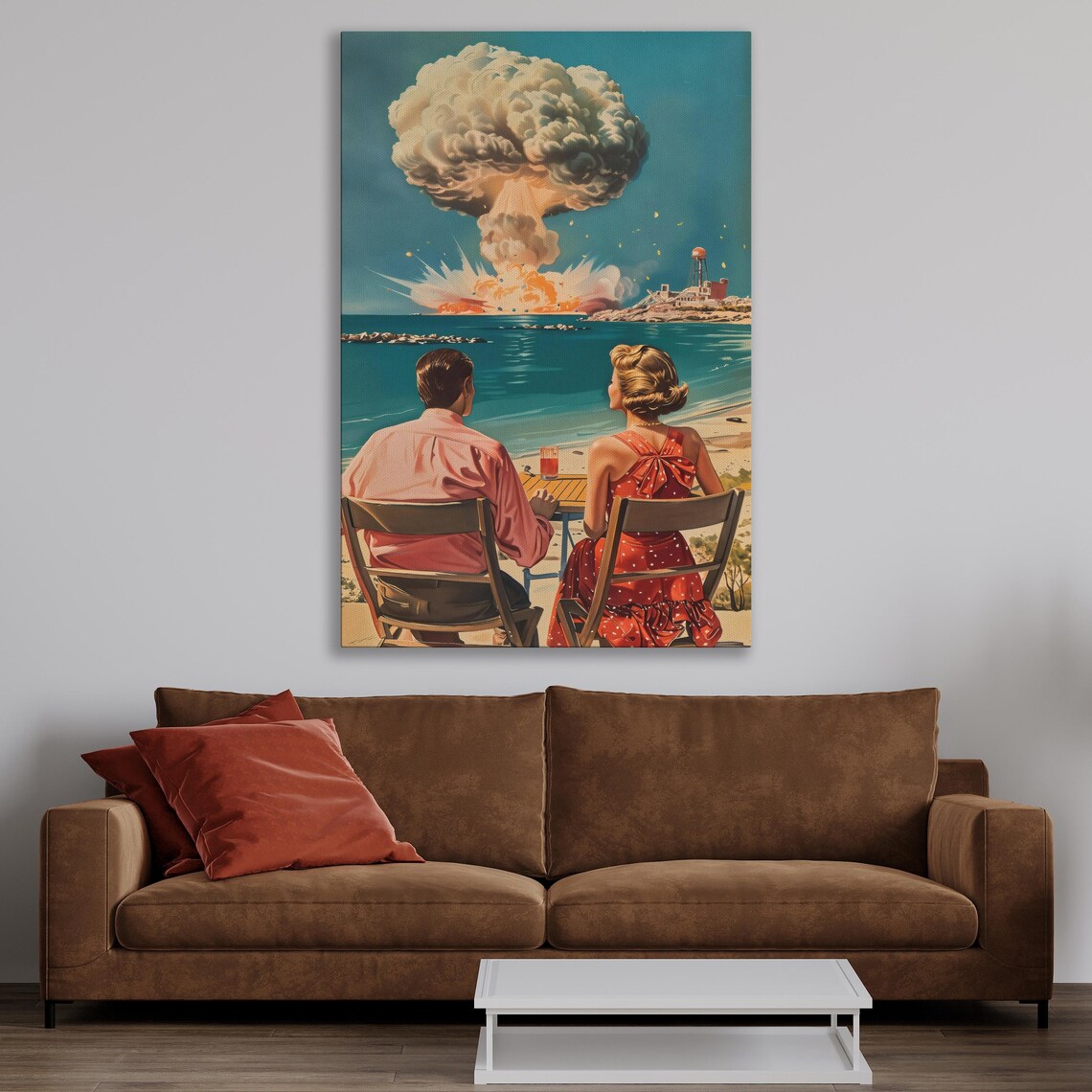 Couple at Atomic Blast, Retro Surreal Art Print - Image 3