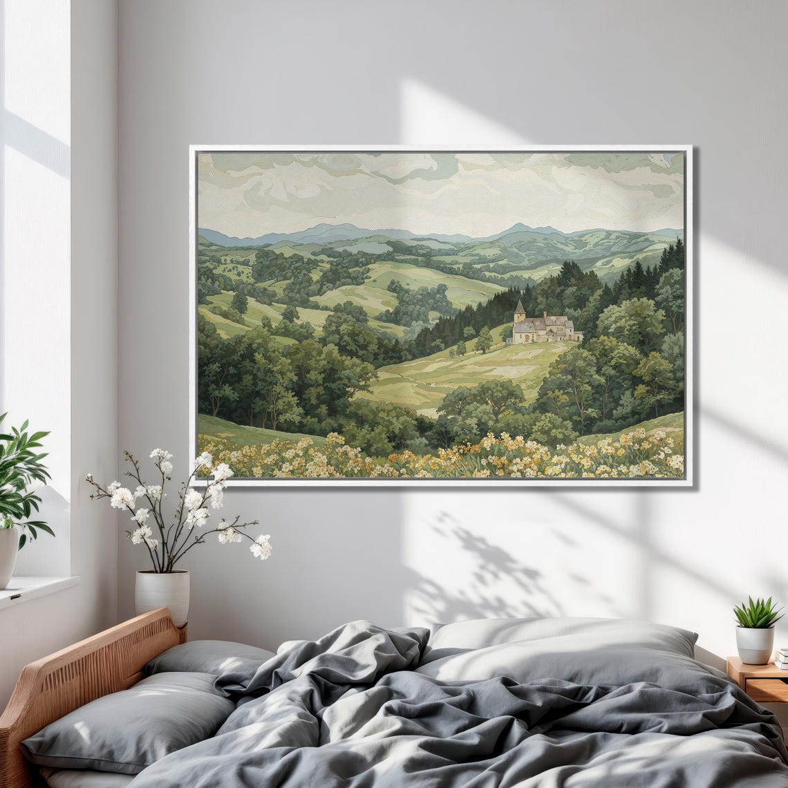 Green Valley Manor with Wildflower Meadow Vintage Art Poster - Image 2