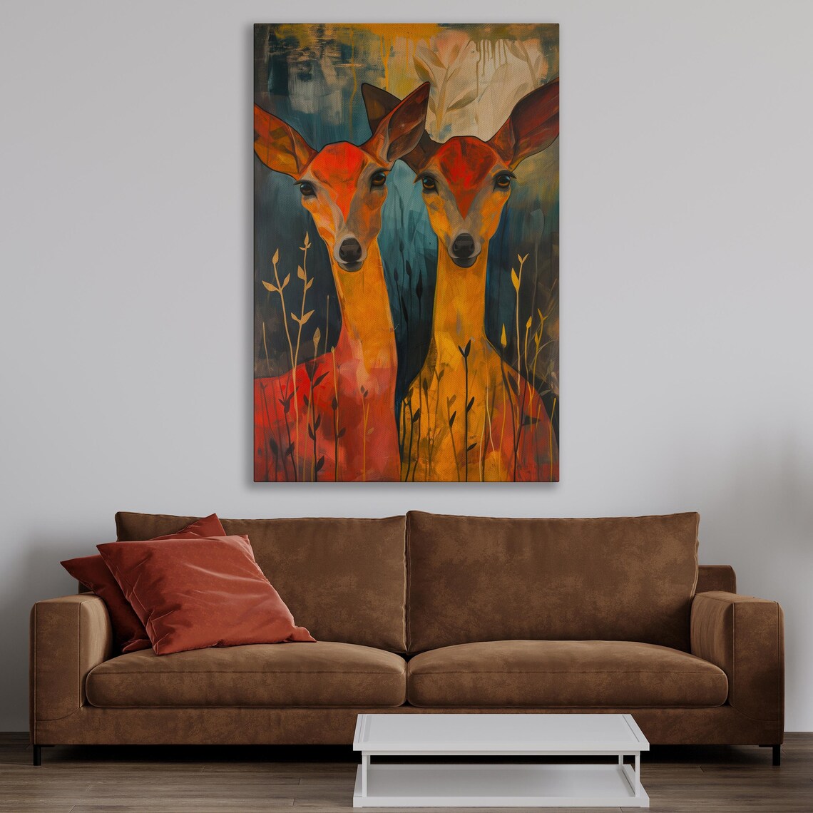 Doe Animal Pair, Forest Nursery Wall Art Print - Image 3