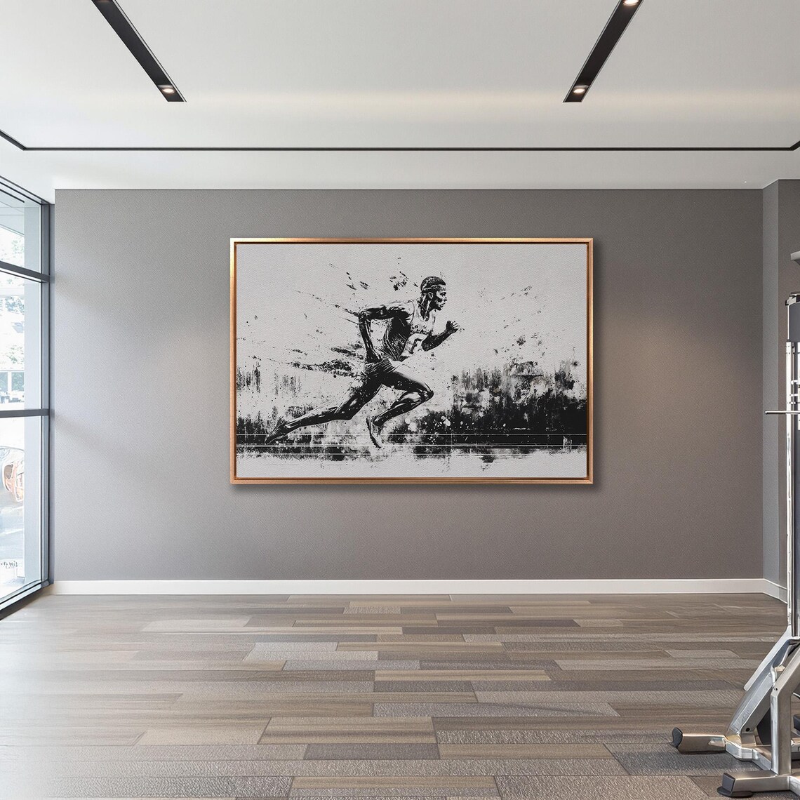 Sporty Runner, Black and White Wall Art Print - Image 3