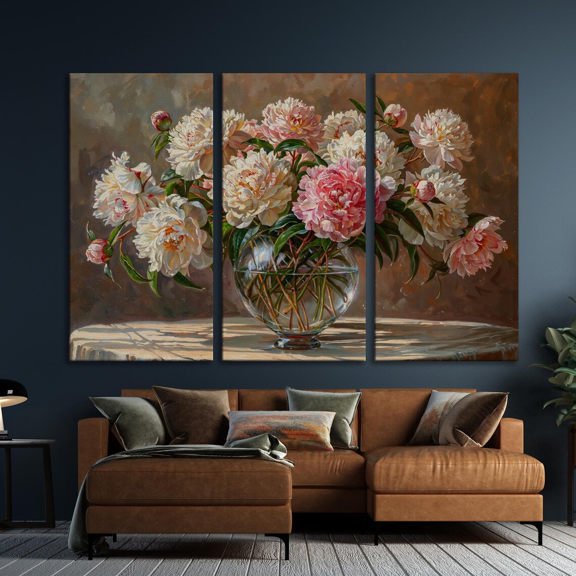 Peonies in Crystal Vase, Modern Floral Art Print - Image 5