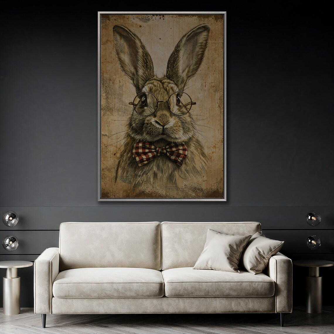 Vintage Scholar Bunny Art Print, Rabbit With Glasses - Image 4