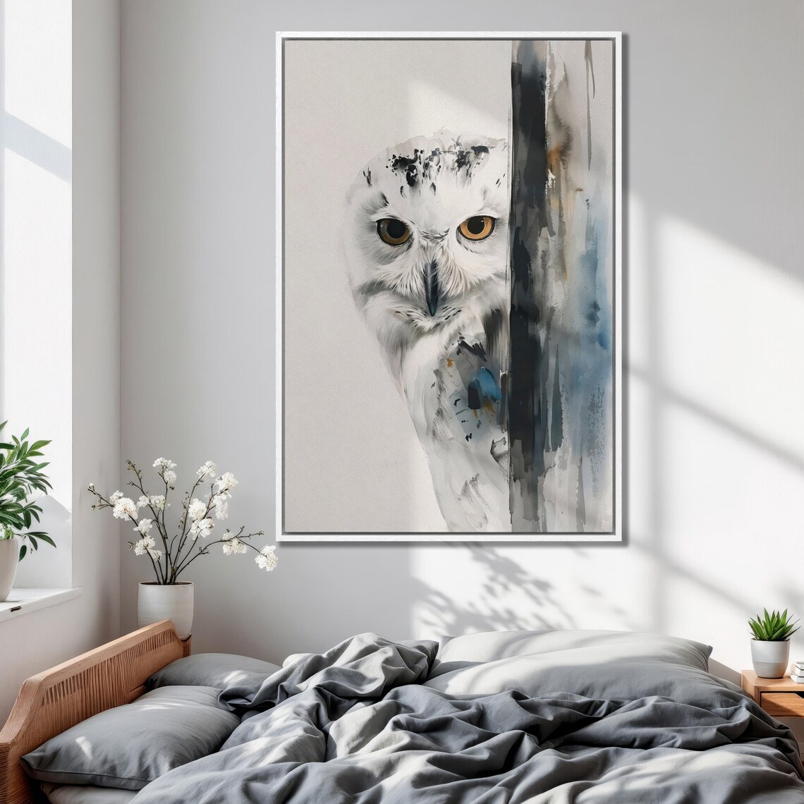 Snowy Owl Minimalist Bird Art Print, Modern Decor - Image 5