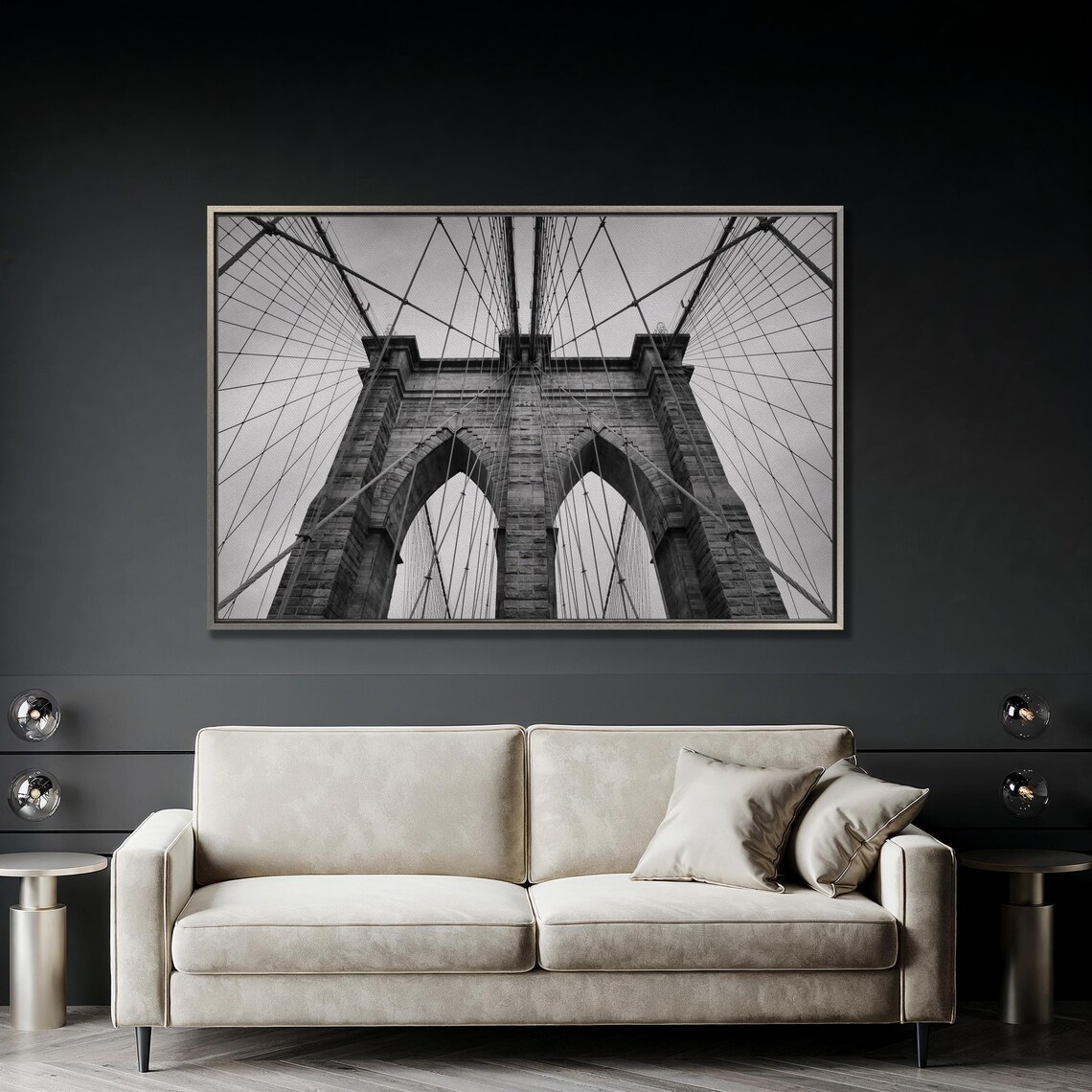 Brooklyn Bridge Black and White Art Print, New York City - Image 4