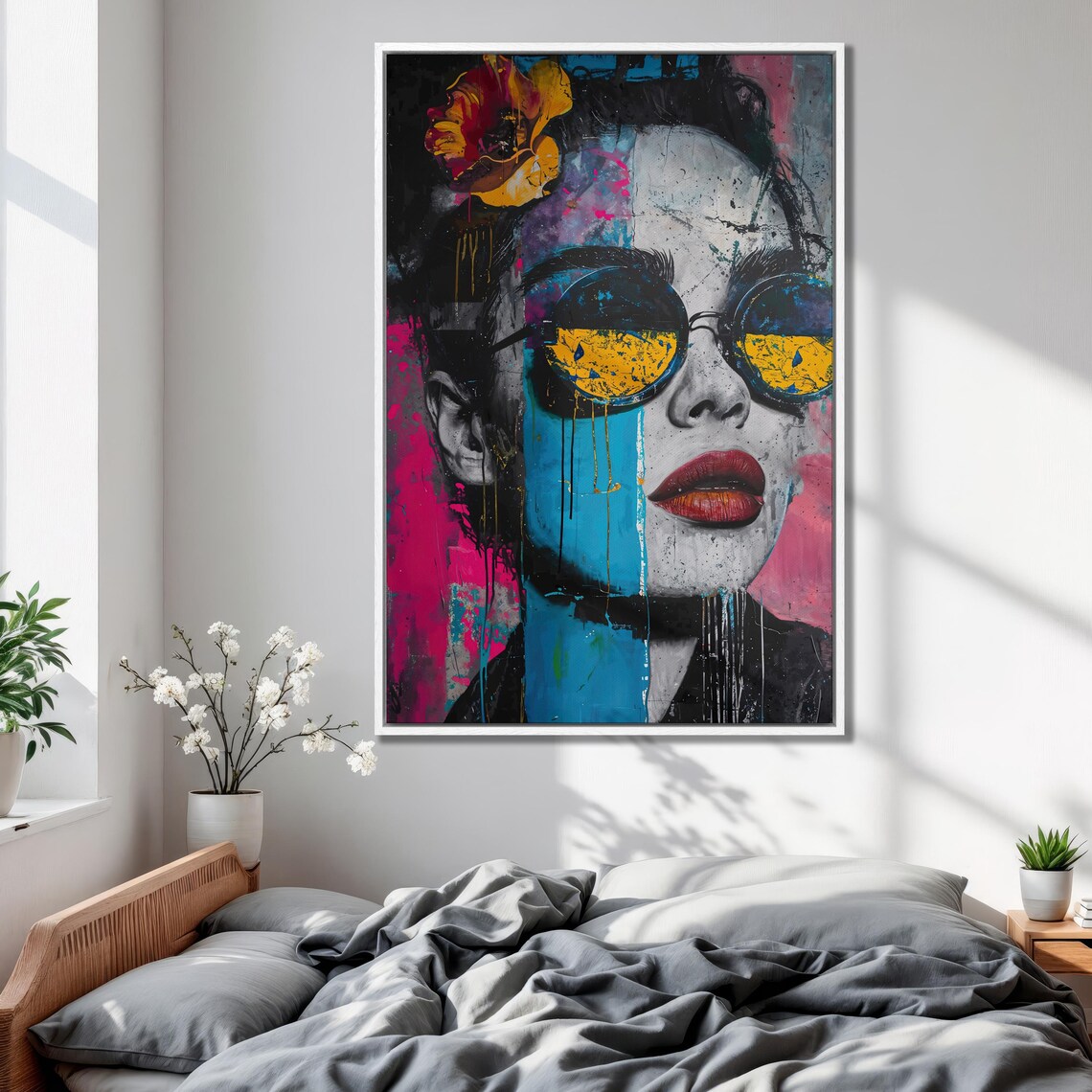 Woman In Round Sunglasses Colorful Pop Art Portrait Painting Poster - Image 4
