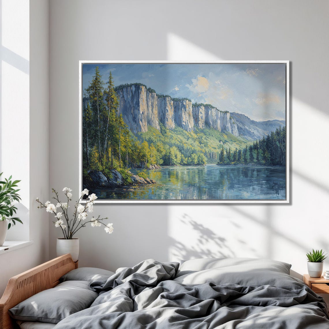 Panoramic Green Forest Extra Large Framed Print Mountain Lake Wall Art Nature Beauty Landscape Wall Decor Ready To Hang - Image 2