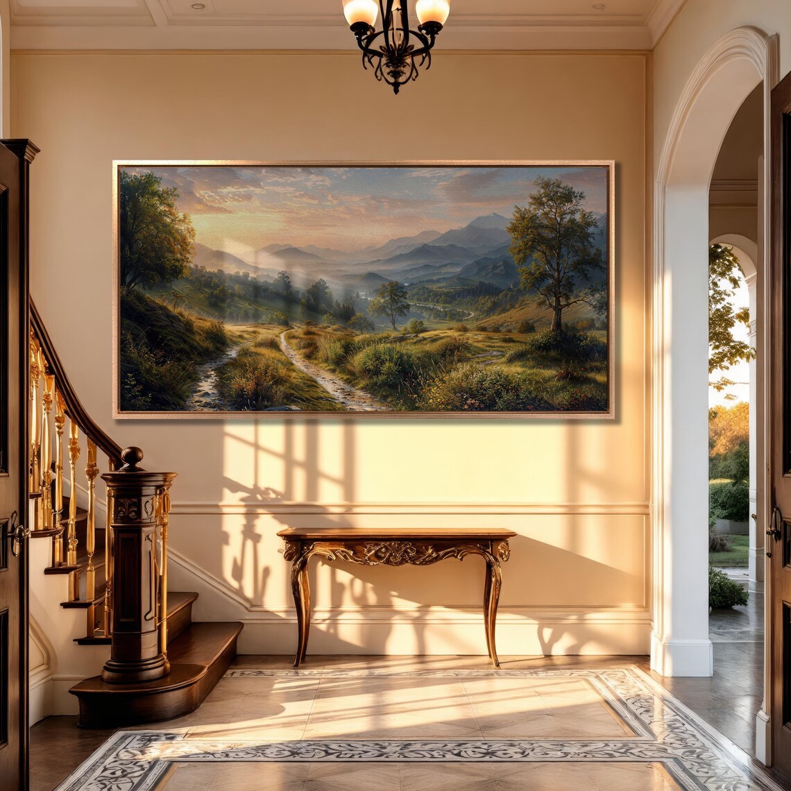 Misty Mountain Valley Morning Light Art Print - Image 2