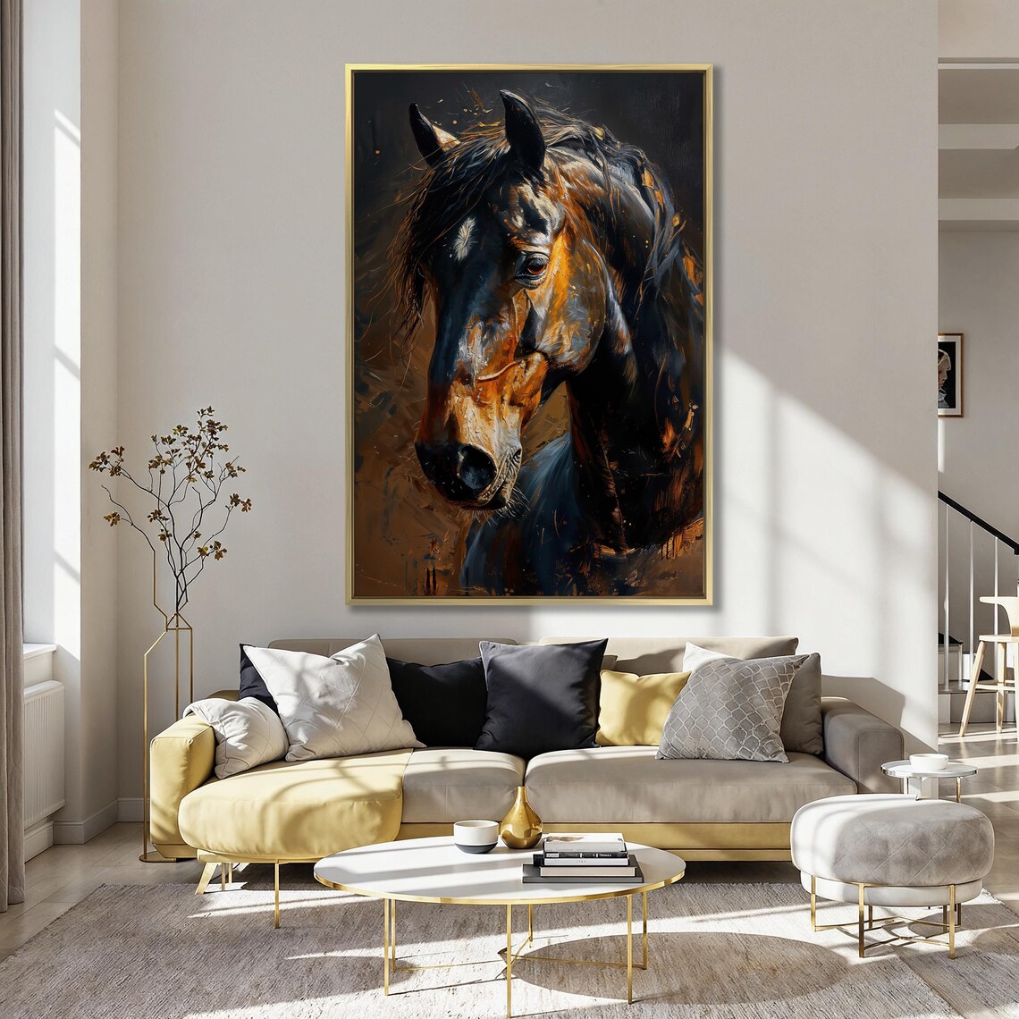 Horse With A Golden Coat Painting Art Print, Farmhouse Decor - Image 4