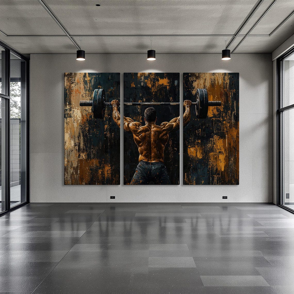 Strongman Back View Overhead Barbell Press Bronze Darkness Poster - Image 6