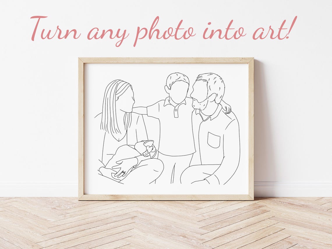 The Basneys Large Family Line Art Custom Faceless Portrait Poster - Image 2