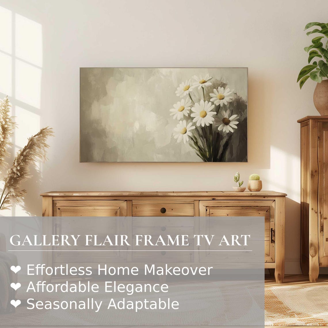 White Daisies Bouquet Vintage Impressionist Floral Spring Print - Image 2