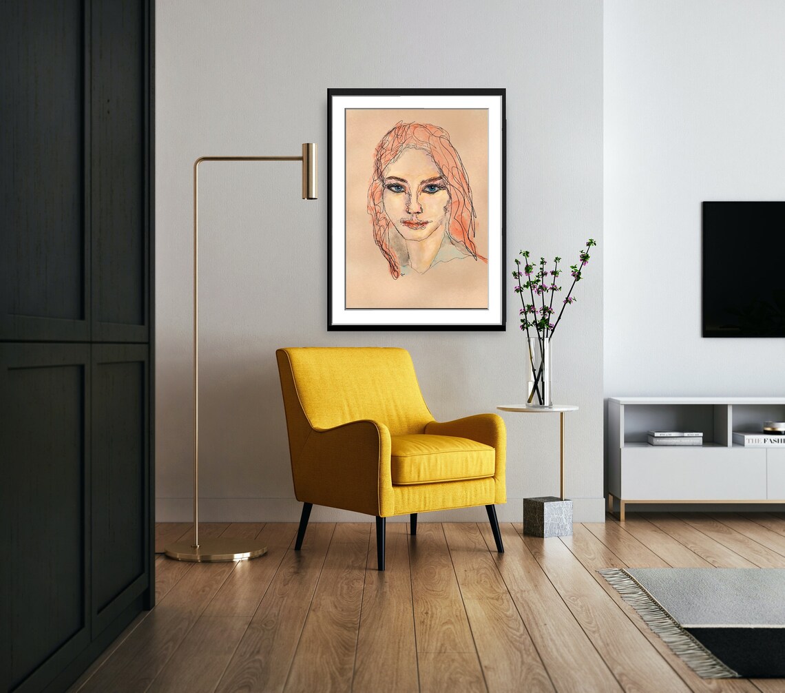 Abstract Portrait Art Abstract Womans Face Art Wall Art Line Art Style Instant Print - Image 5
