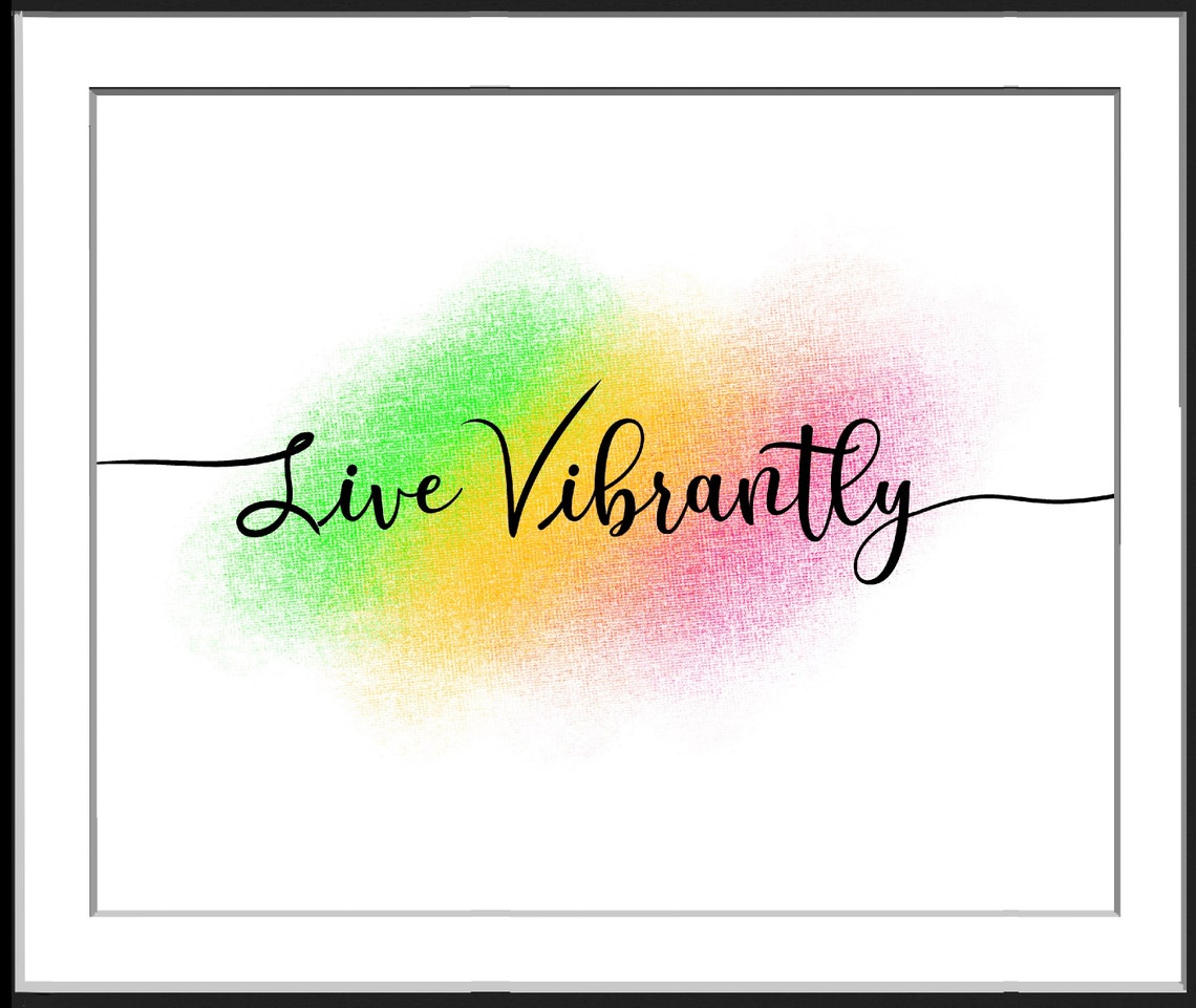 Live Vibrantly Watercolor Script Inspirational Word Art Poster - Image 2