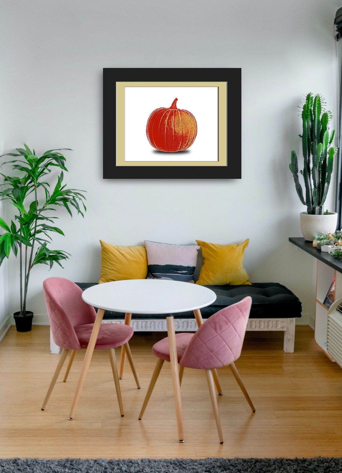 Stylized Pumpkin With Shadow, Halloween Art Print - Image 2