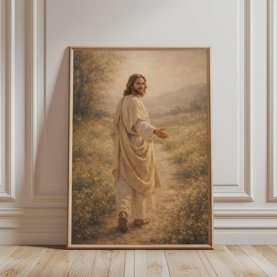 Follow Jesus Wall Art Biblical Print Religious Christian Poster For Catholic Home Decor