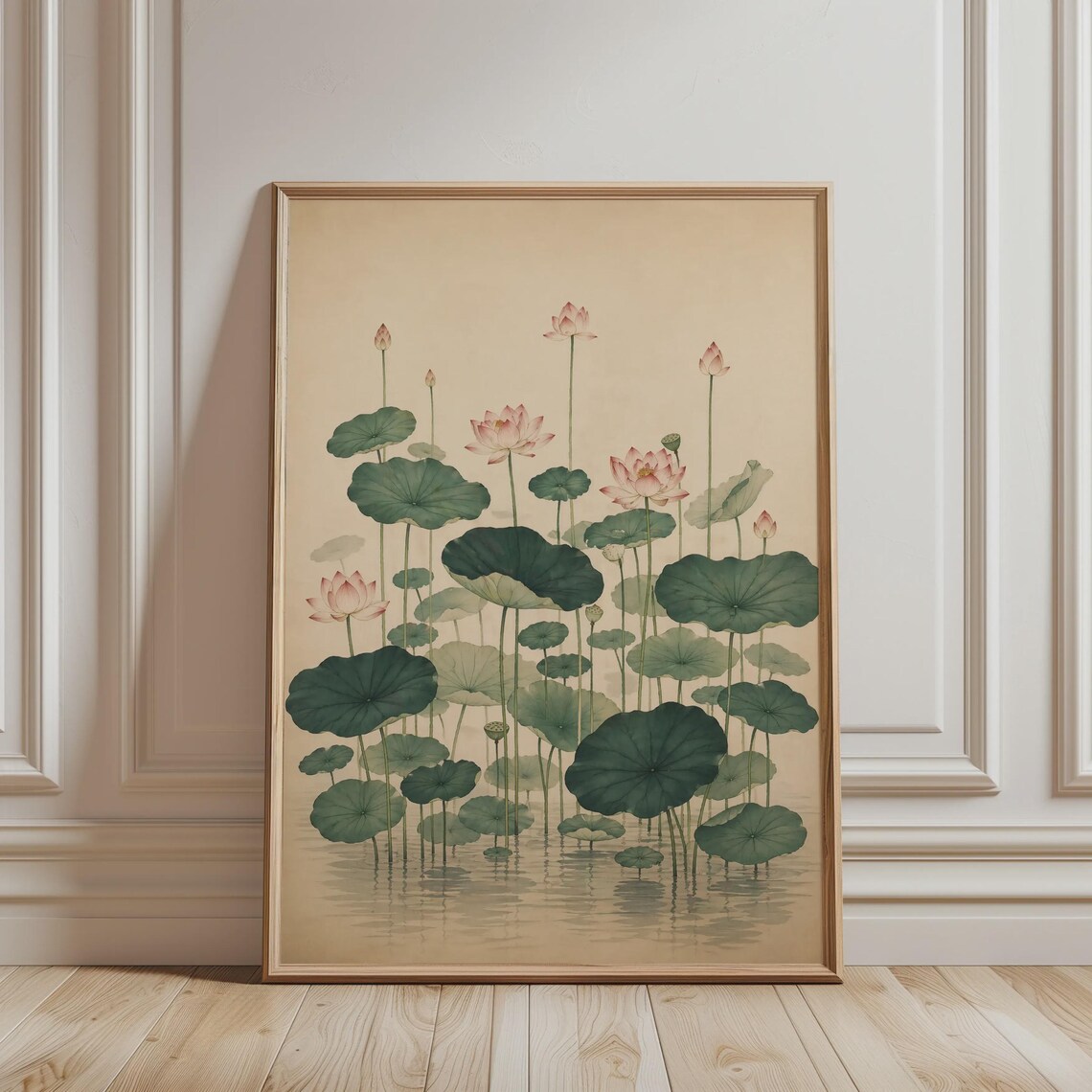 Lotus Flower Minimalist Japanese Botanical Art Print