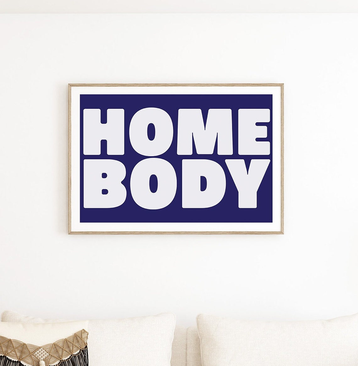 Home Body Bold White on Navy Typography Statement Cozy Night In Poster