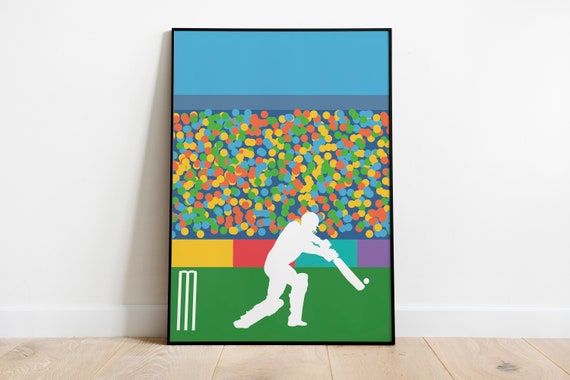 Retro Cricket Poster, Living Room Wall Art