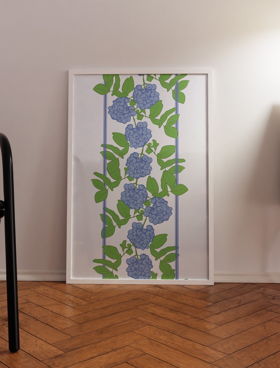 Blueberry Branch Botanical Kitchen Vintage Summer Art Poster