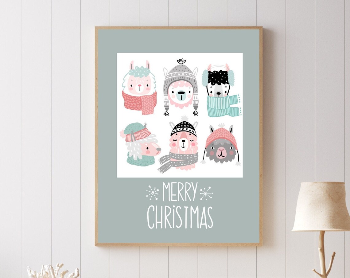 Cozy Winter Animals Holiday Art Cute Seasonal Kids Decor Christmas Wall Art Merry Christmas Art Print For Nursery Or Play Room