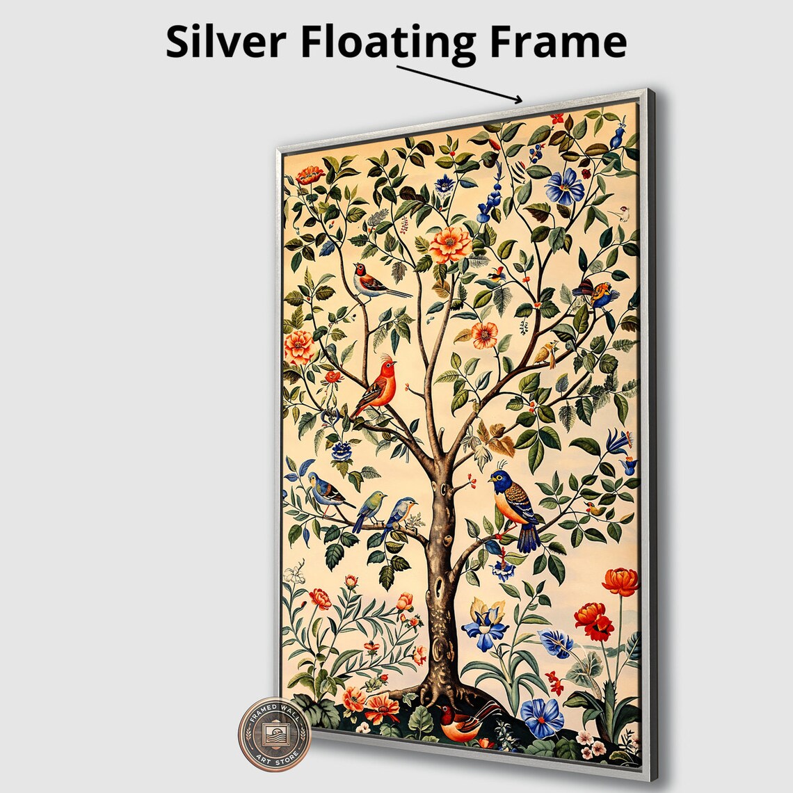 Colorful Songbirds, Tree Of Life Nature Art Poster - Image 3
