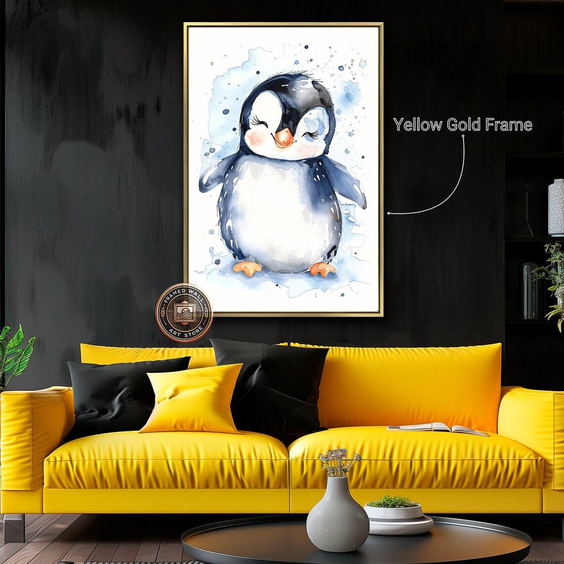 Cute Baby Penguin Watercolor Happy Nursery Animal Wall Art Poster - Image 5