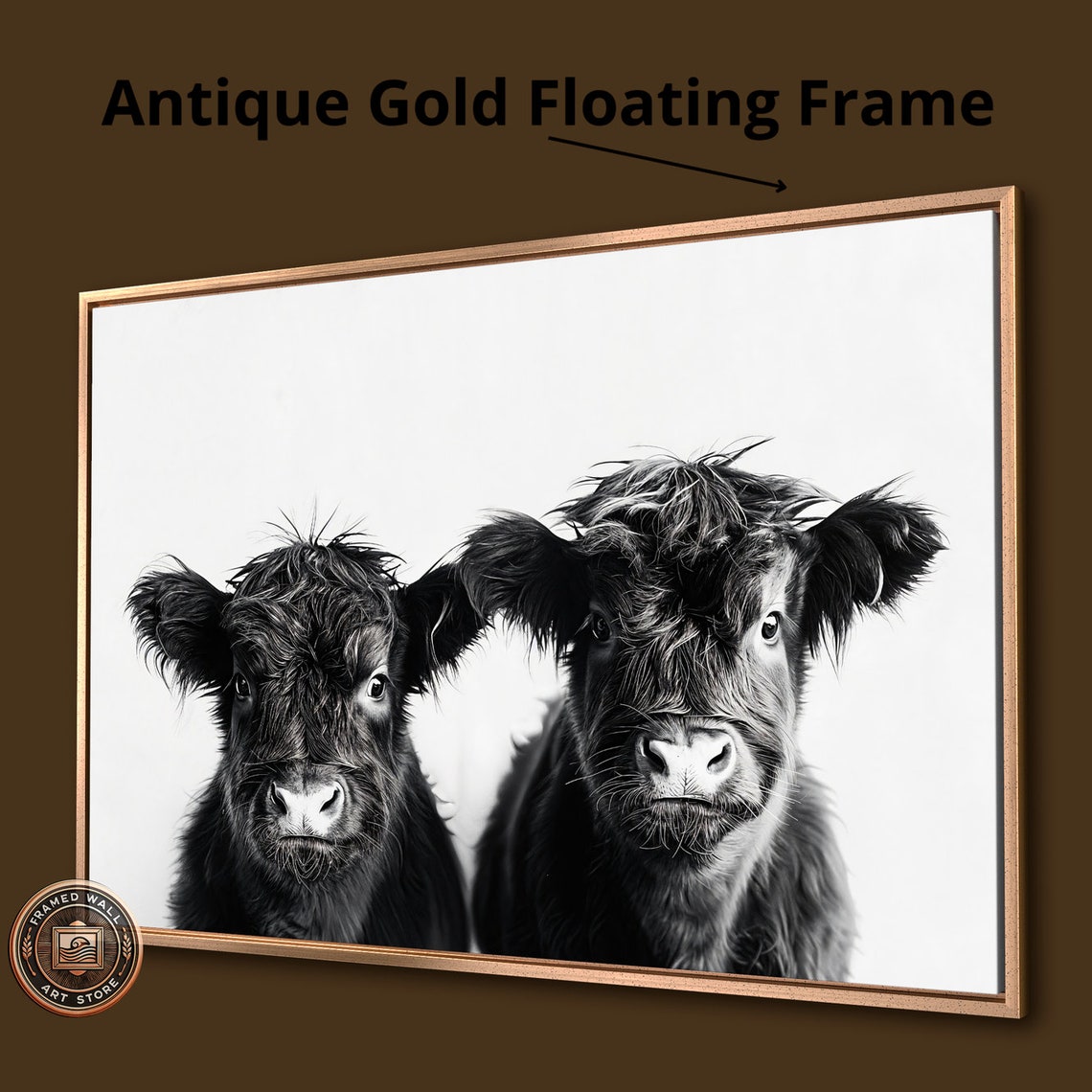 Black And White Highland Cattle Framed Print Cute Calf Wall Art Bovine Photography Print Rustic Charm Decor Ready To Hang - Image 4