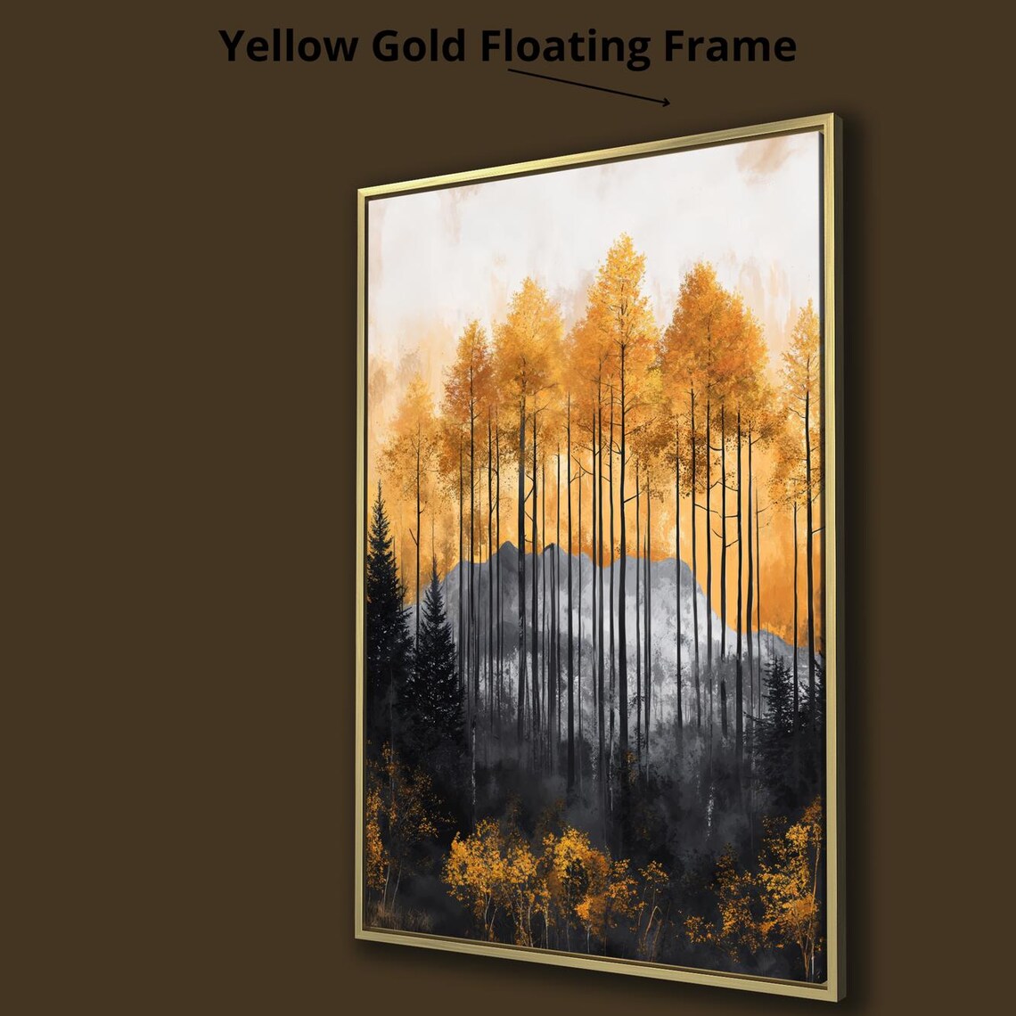 Abstract Forest Framed Wall Art Trees Painting Print Nature Wall Decor Woods Landscape Poster Mountain Range Artwork Ready To Hang - Image 3