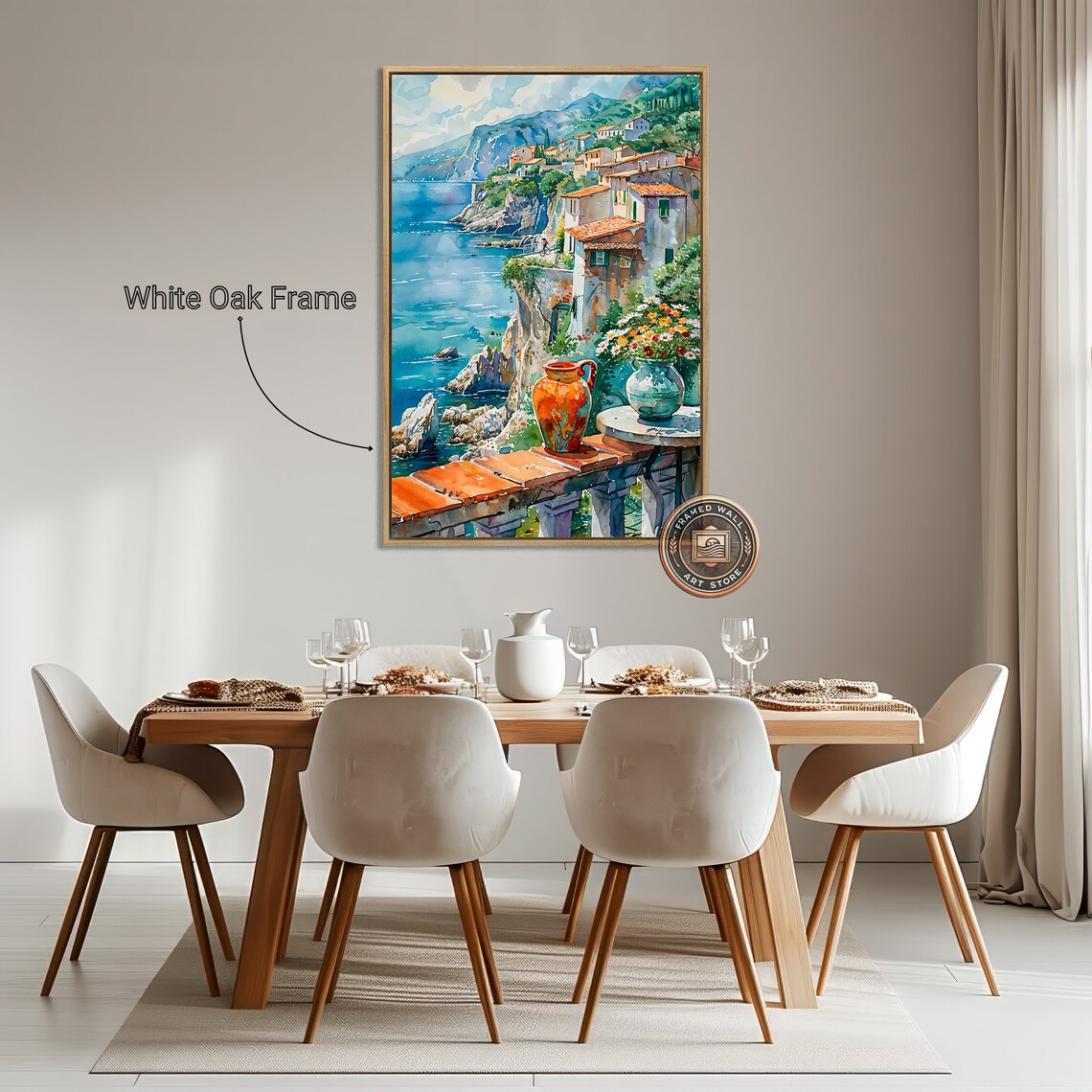 Balcony Coastal Village Cliffside Sea View Mediterranean Terrace Art Poster - Image 3