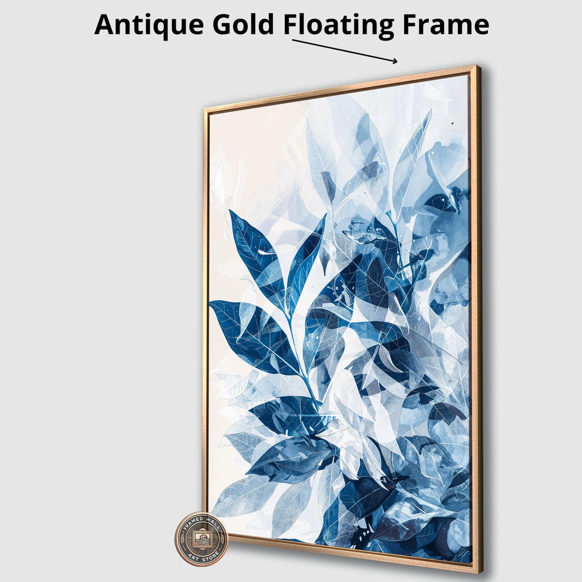 Blue Abstract Foliage Leaves Watercolor Modern Botanical Art Poster - Image 4