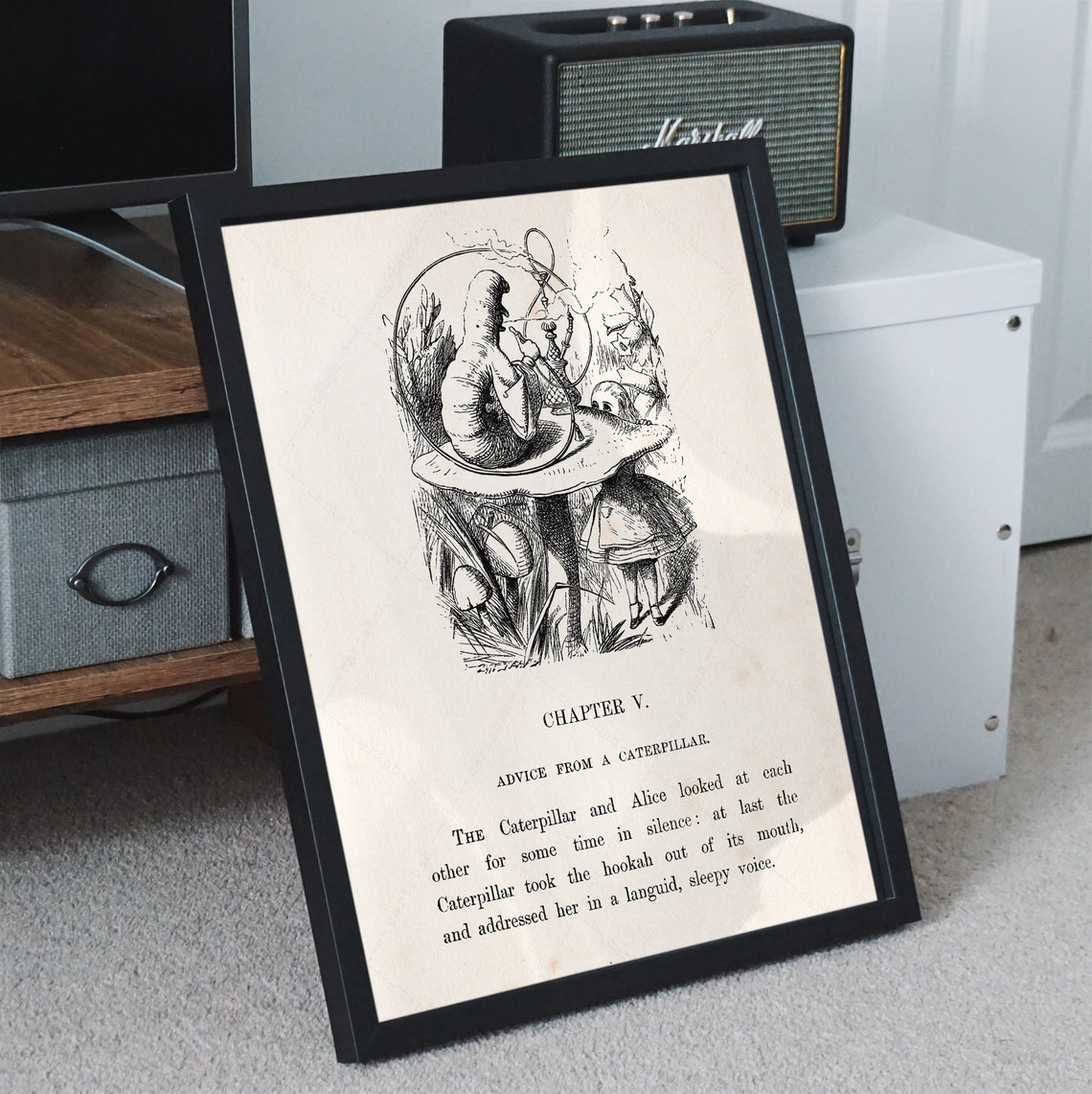 Alice in Wonderland Chapter V Advice from a Caterpillar Book Art Print - Image 2