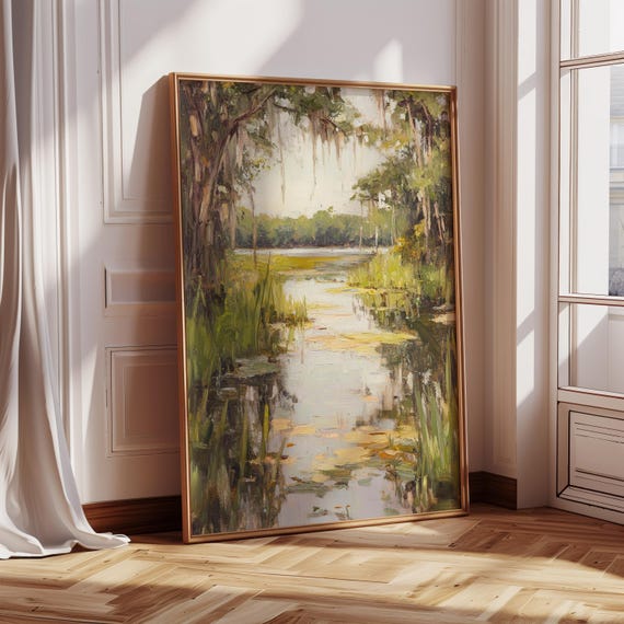 Lake Landscape Wall Art Oil Painting Nature Poster Oil Painting Landscape Drawing Home Decor Artwork