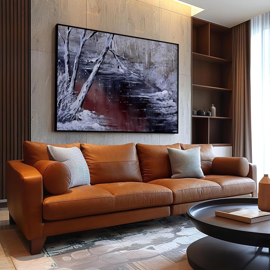 Winter River Landscape Wall Art Painting Nature Poster Oil Painting Landscape Drawing Home Decor