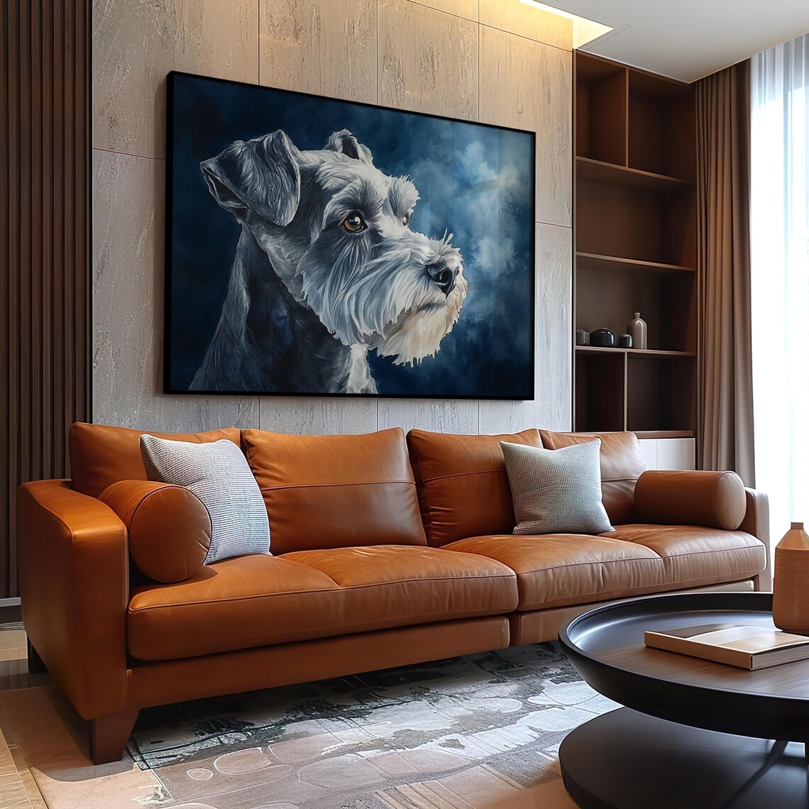 Schnauzer Head Portrait Blue Grey Watercolor Pet Dog Art Poster - Image 3