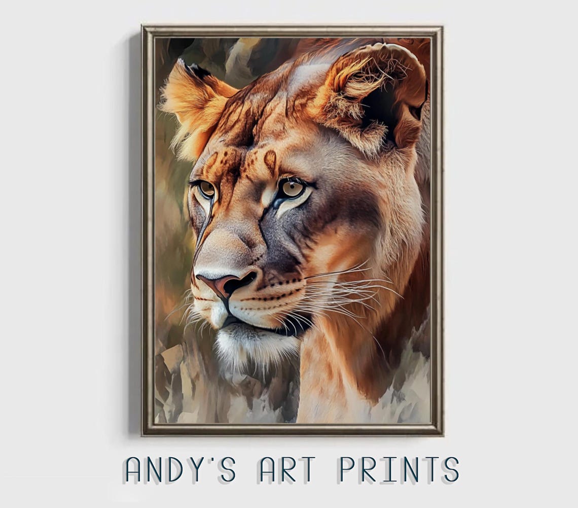 Lioness Close Up Portrait With Piercing Amber Eyes Art Poster - Image 3