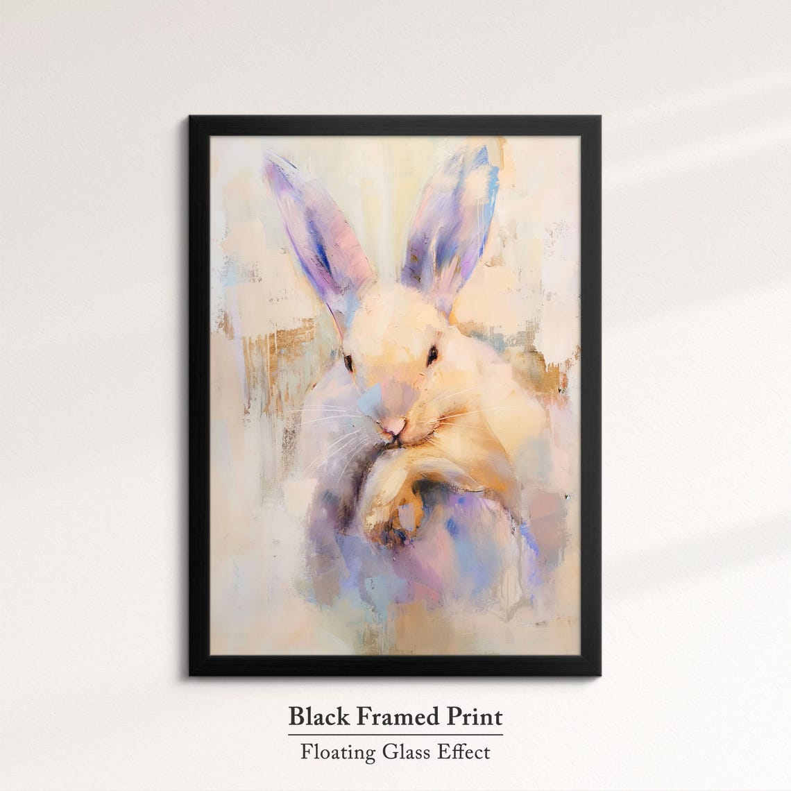 Cute White Rabbit Pastel Abstract Portrait Sweet Bunny Wall Art - Image 8