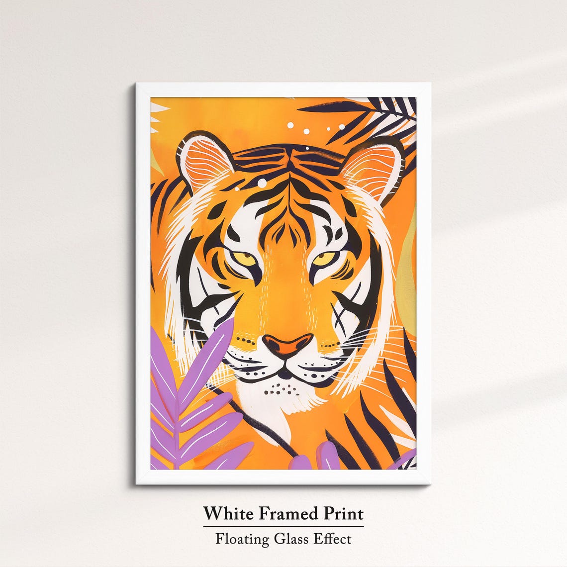 Tiger Face Close Up Bold Orange Purple Wildlife Illustration Poster - Image 7