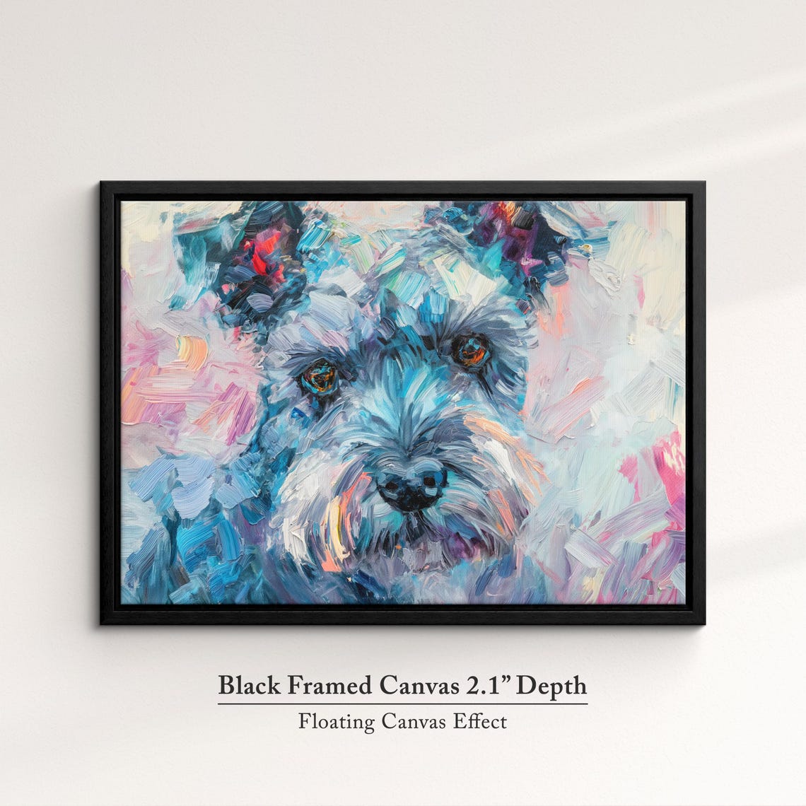 Schnauzer Face Close Up Pastel Pink Blue Abstract Painting Dog Poster - Image 2