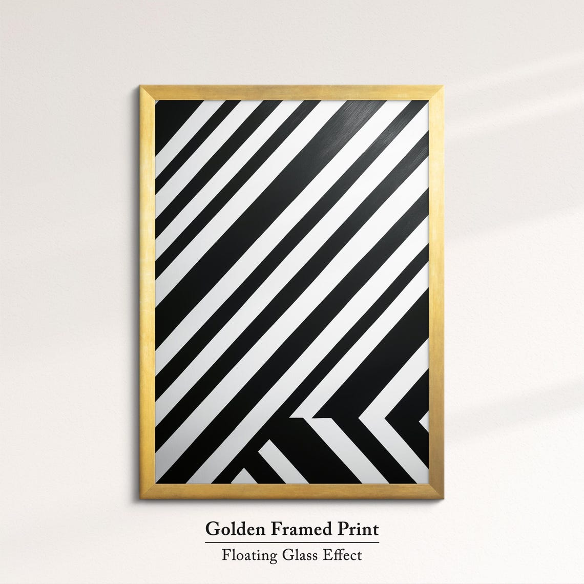 Black And White Geometric Diagonal Lines Abstract Wall Art Print - Image 5