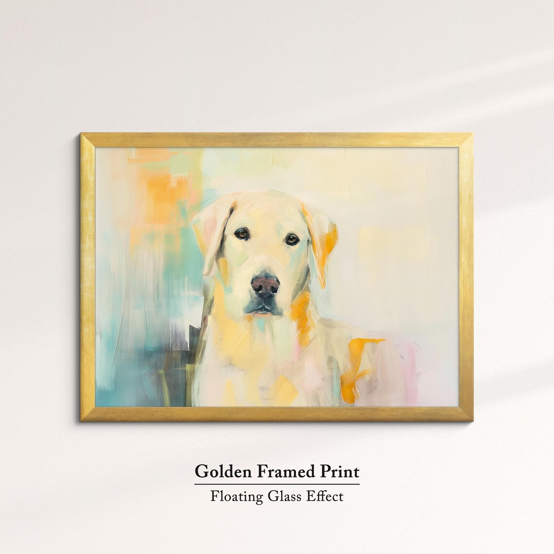 Golden Retriever Warm Yellow Pastel Abstract Painting Dog Poster - Image 5