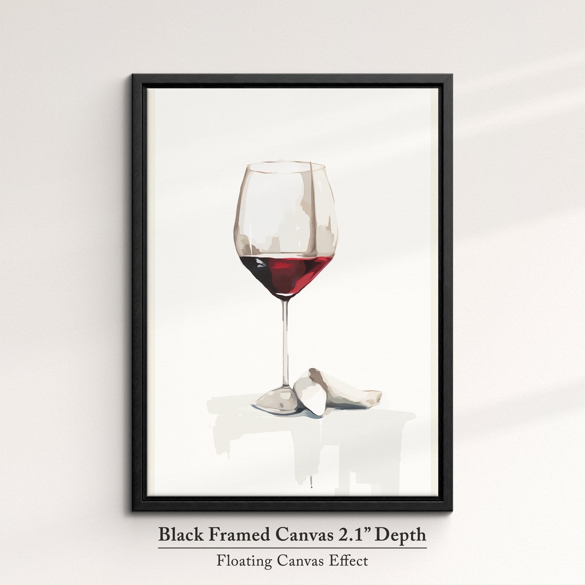 Minimalist Red Wine Glass With Petals White Elegant Kitchen Wall Art - Image 2