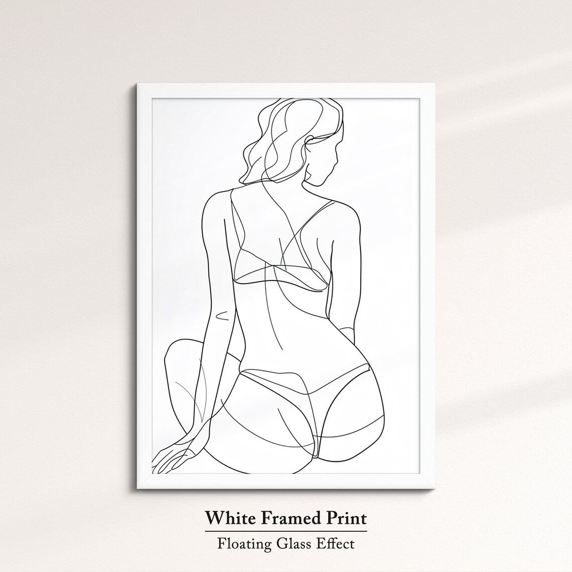 Seated Woman From Behind Minimalist Line Art Drawing Elegant Feminine Wall Art Print - Image 7