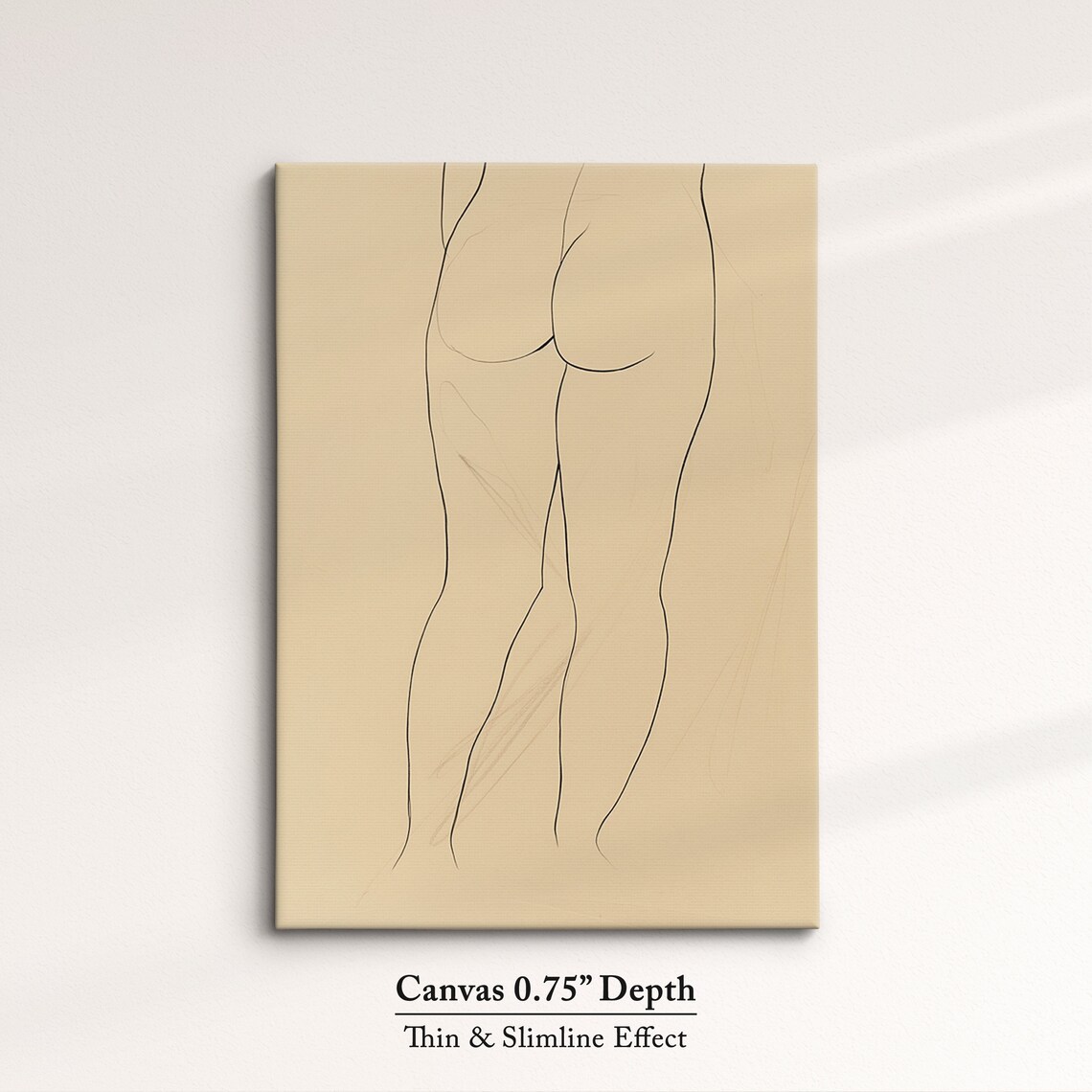 Minimalist Woman Body Line Art Drawing Beige Feminine Wall Art Print - Image 4