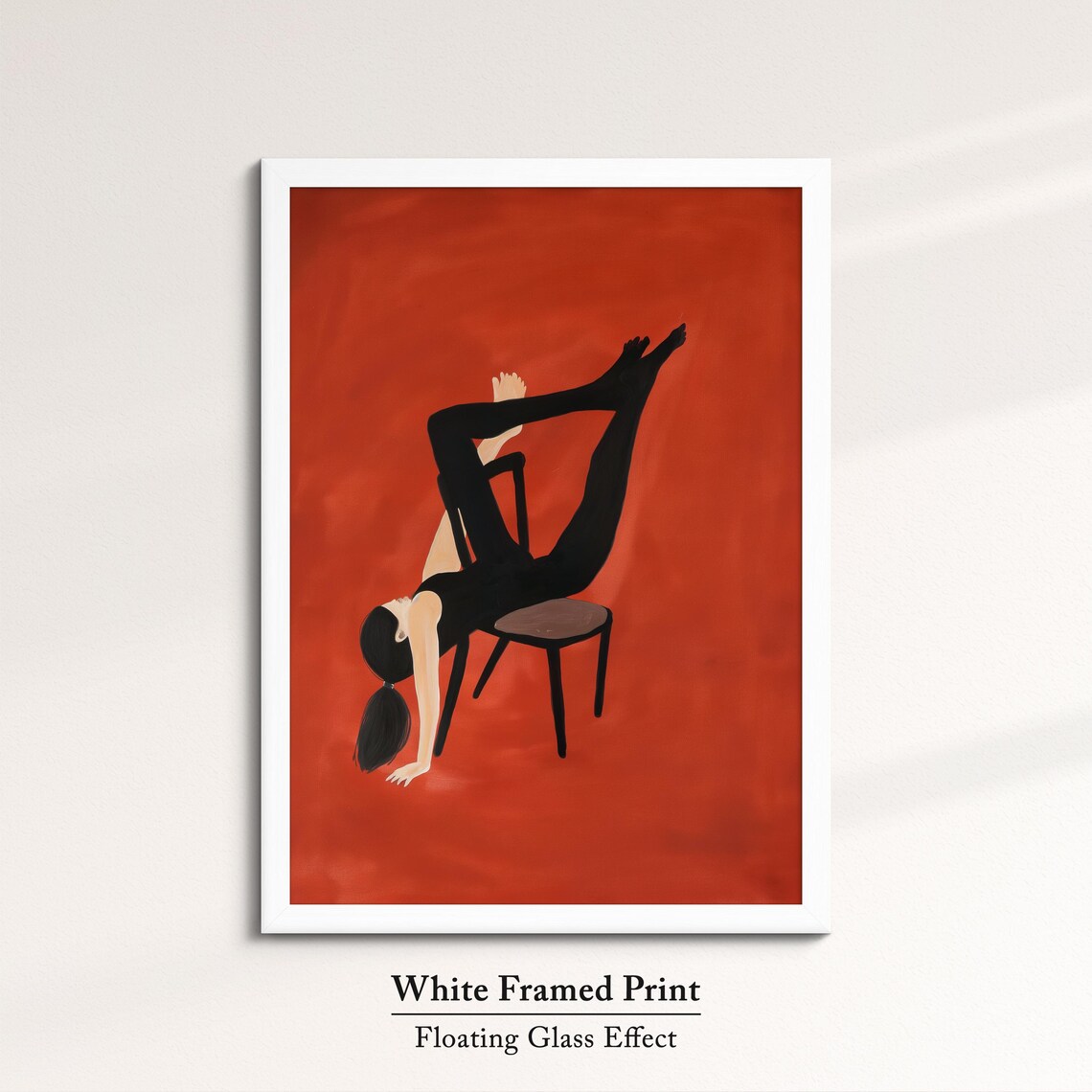 Woman Yoga Pose Chair Minimalist Burnt Orange Modern Figure Dance Art Poster - Image 7