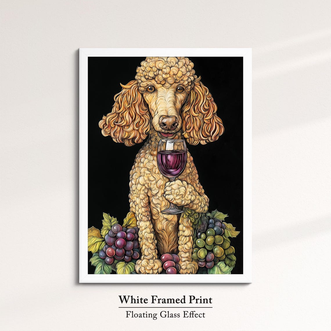 Poodle Dog Holding Red Wine Glass Grape Vineyard Elegant Art Poster - Image 7