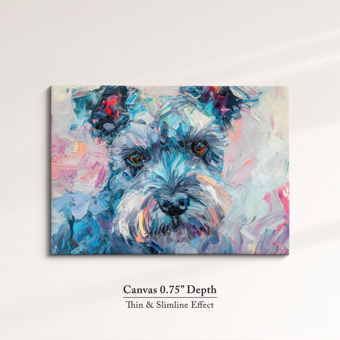 Schnauzer Face Close Up Pastel Pink Blue Abstract Painting Dog Poster - Image 4