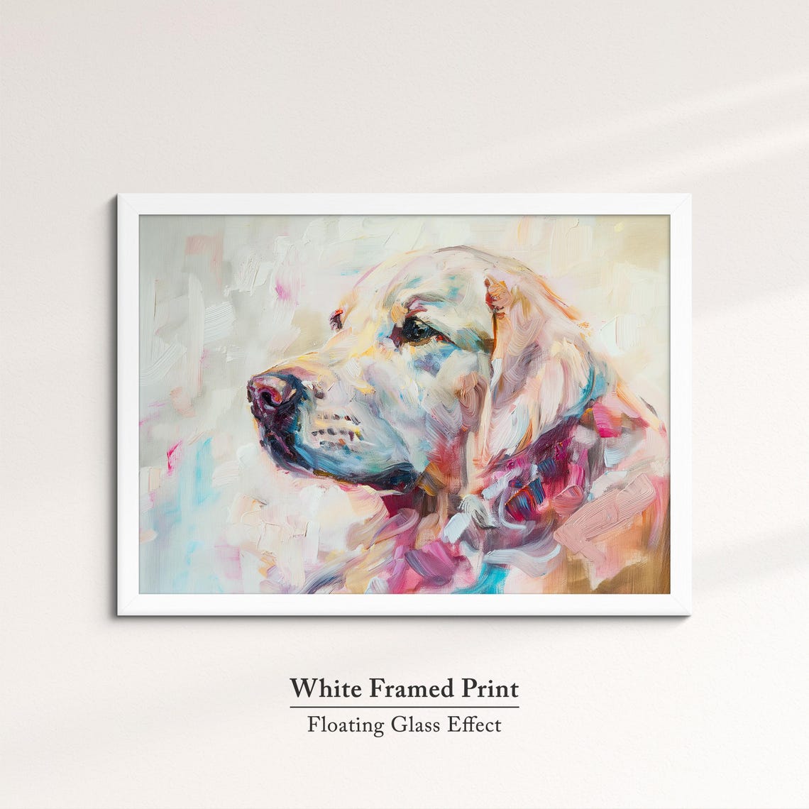 Golden Retriever Side Profile Pastel Pink Teal Abstract Dog Poster - Image 7