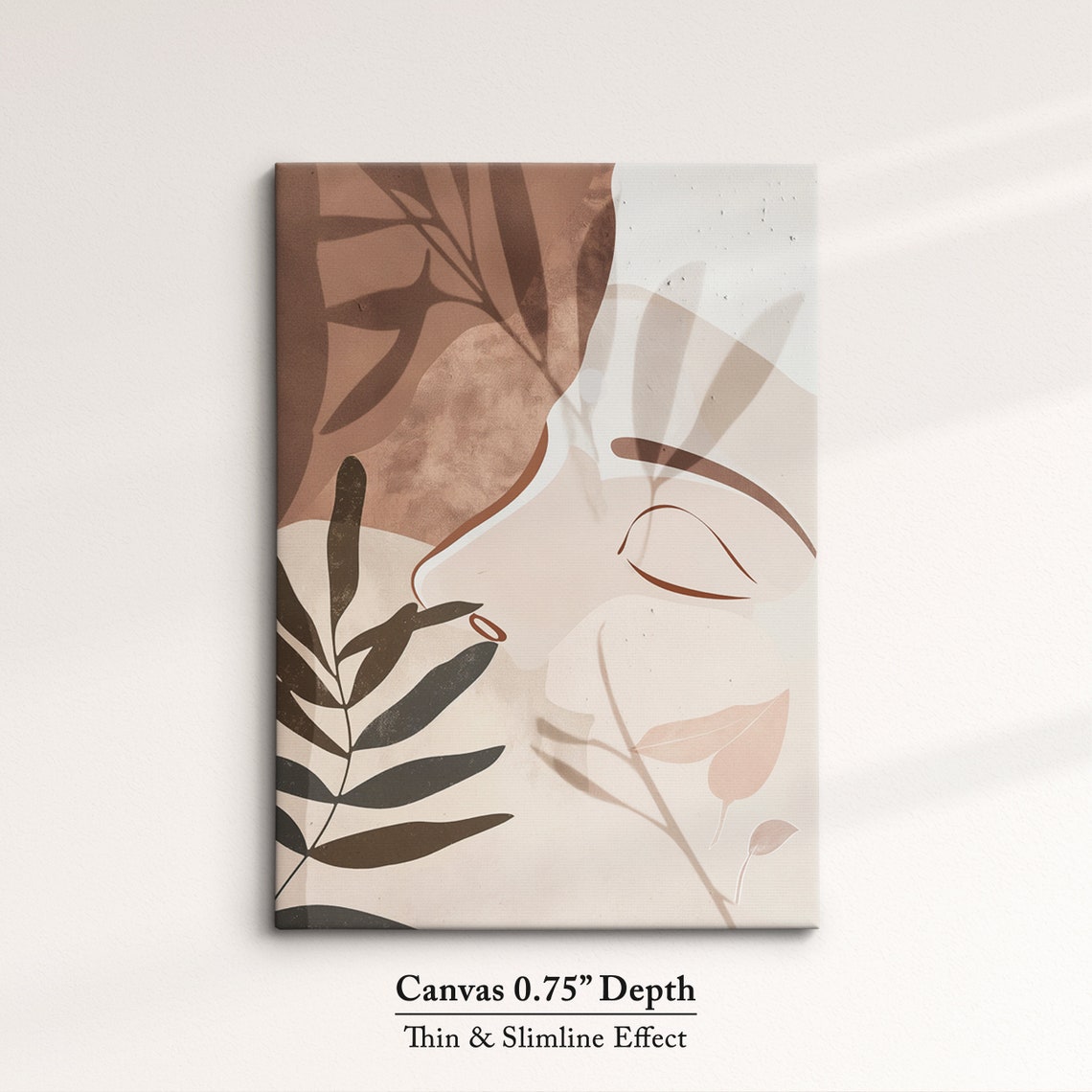 Boho Woman Face Line Art Terracotta Leaves Abstract Nordic Wall Poster - Image 4