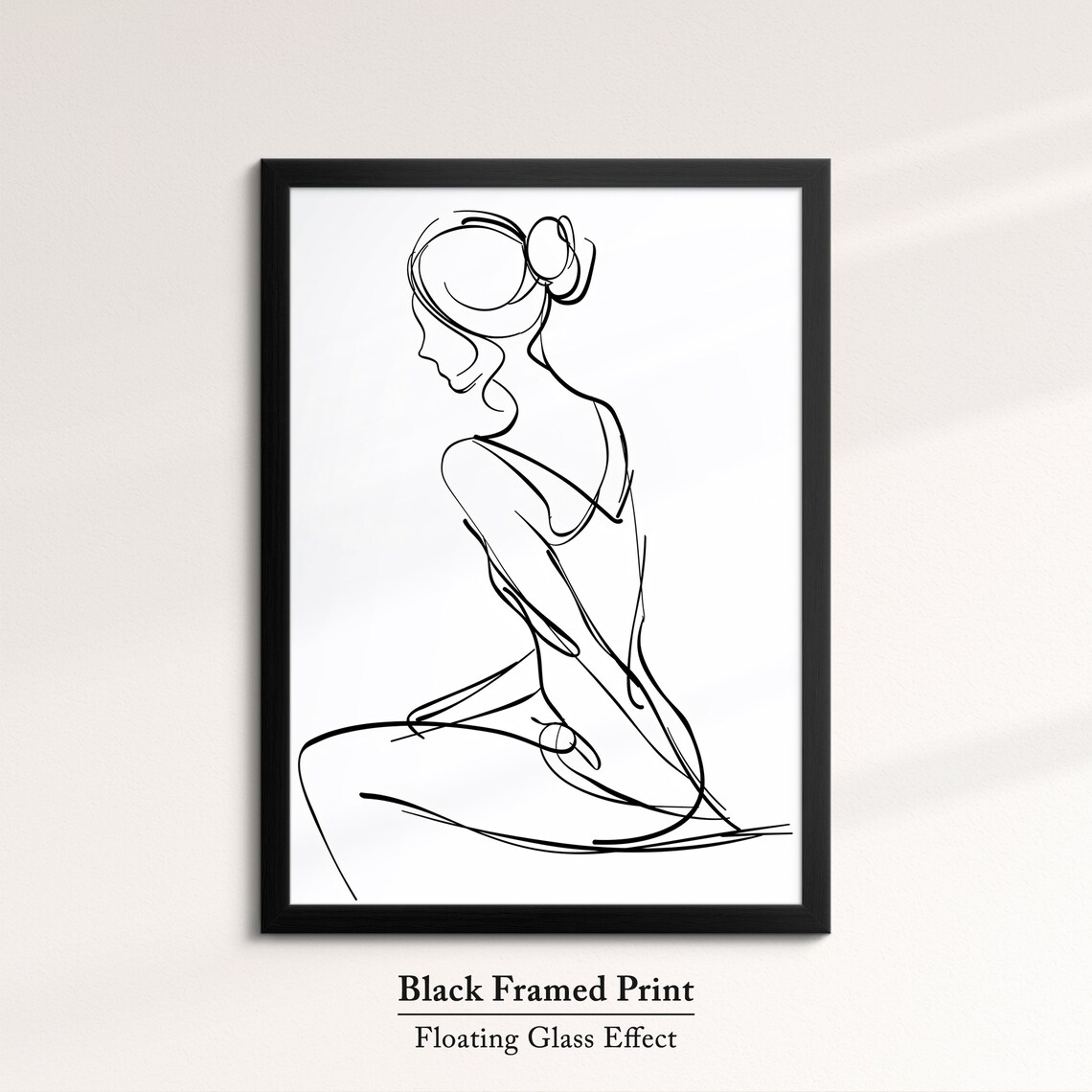 Minimalist Woman Line Art Seated Figure Black Drawing Feminine Art Print - Image 8